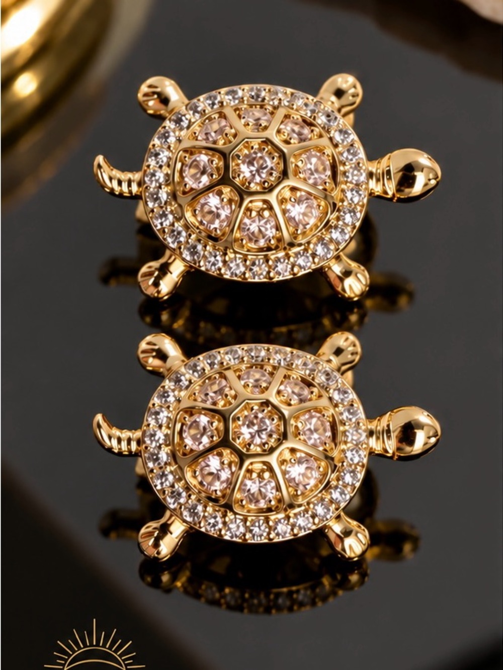 Sea Turtle Blush AAA CZ Earrings 18K Gold Filled